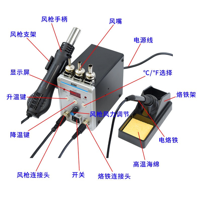8586 2-in-1-Löt- und Rework-St – Smd Rework Station Hot Air Soldering 2 In 1 Bewertung und Preis